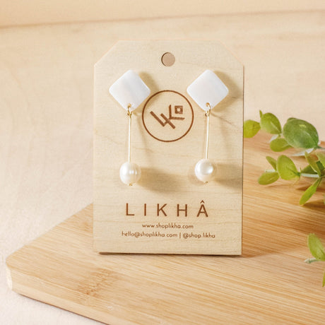 Earrings, Jewelry - White Pearl Drop Earrings - Mother of Pearl | LIKHÂ - LIKHÂ
