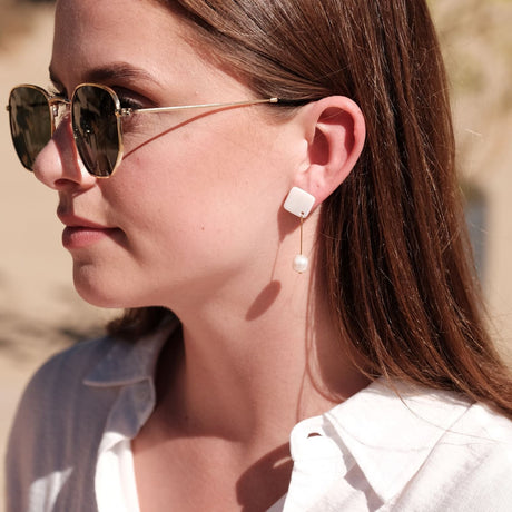 Earrings, Jewelry - White Pearl Drop Earrings - Mother of Pearl | LIKHÂ - LIKHÂ