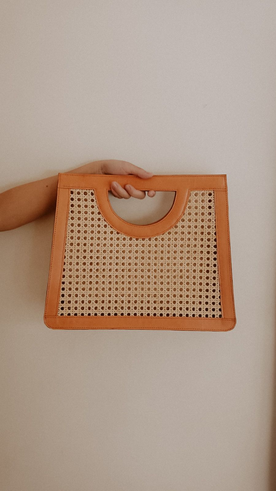 Cora Leather and Rattan Handbag - Sumiye Co