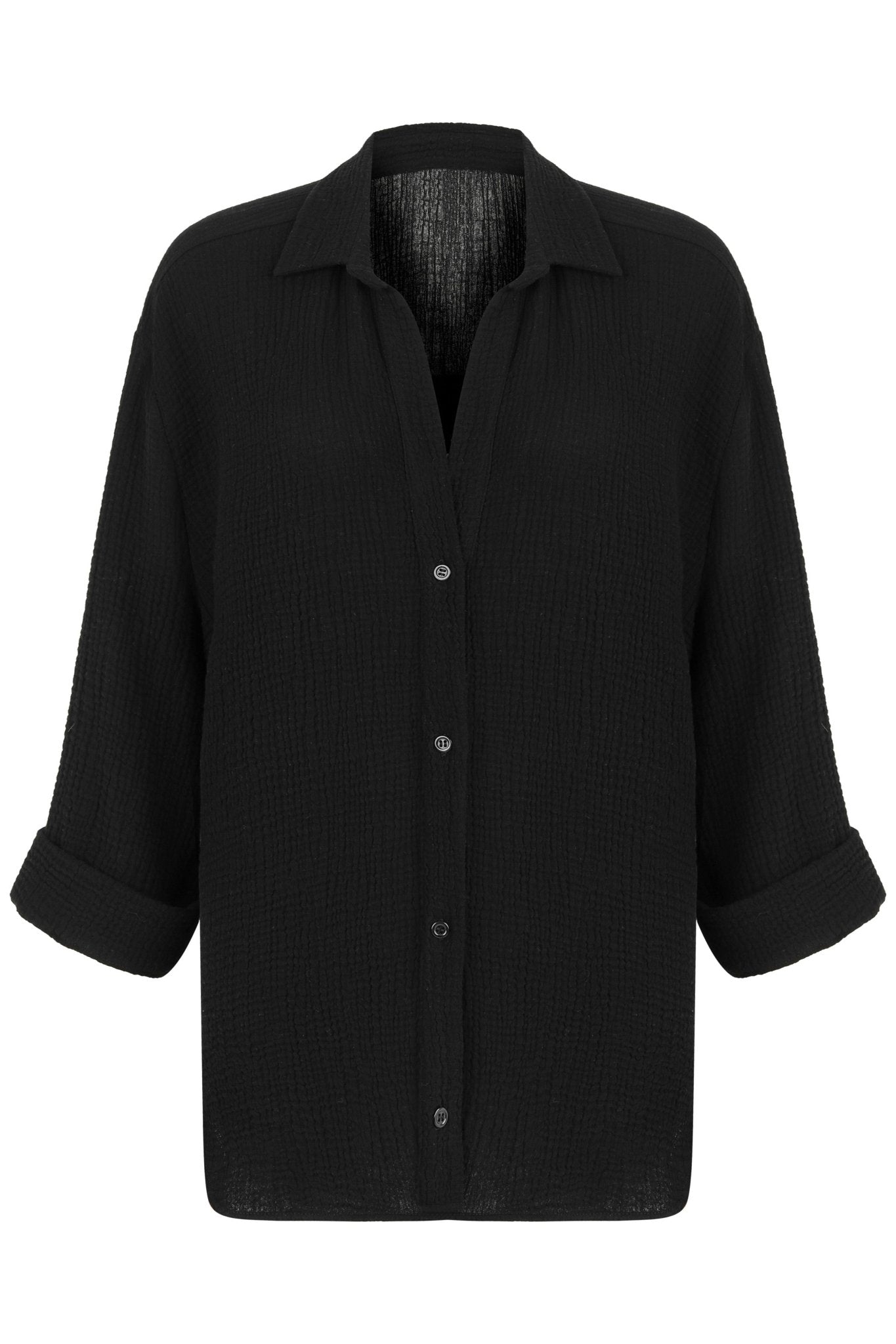 Echo Maxi Shirt - Black by The Handloom