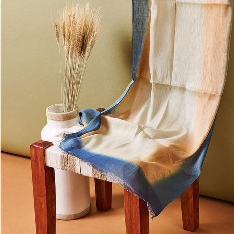 Oceana Beige Soft Linen Silk Handloom Scarf - Sumiye Co