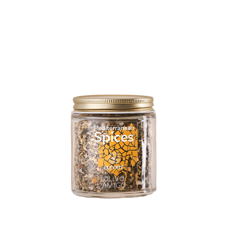 Jar of Mediterranean Spices on a white background