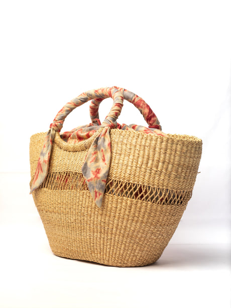 Butterfly Bag Medium - Natural w/ Light Grey and Red Lining - Sumiye Co