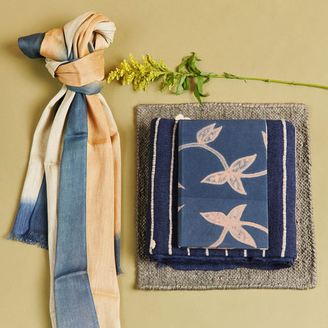 Oceana Beige Soft Linen Silk Handloom Scarf - Sumiye Co