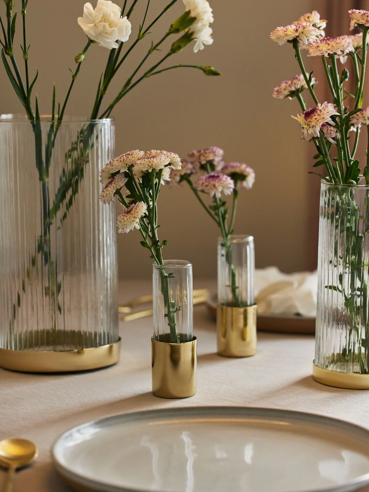 Fluted Glass Bud Vases, Set of 4