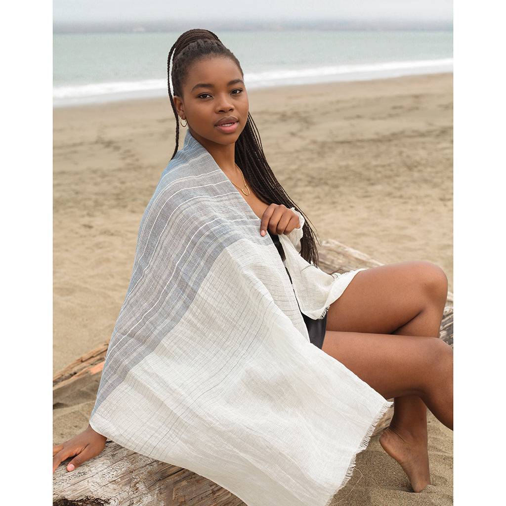 Linen Cotton Blend Wrap Scarf by SLATE + SALT - Sumiye Co