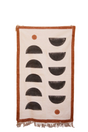 Rug with geometric pattern and fringes on a white background