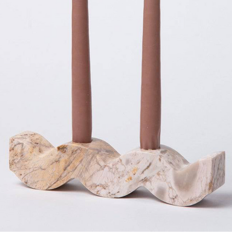 Wavy Candelabra - Creamy Soapstone - Sumiye Co