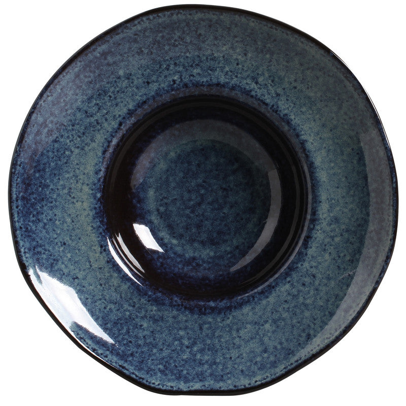 Blue ceramic bowl on a white background