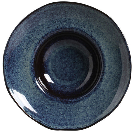 Blue ceramic bowl on a white background