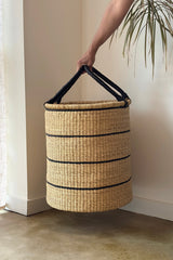 Natural w/ Black Horizontal Stripe Laundry Hamper - Sumiye Co