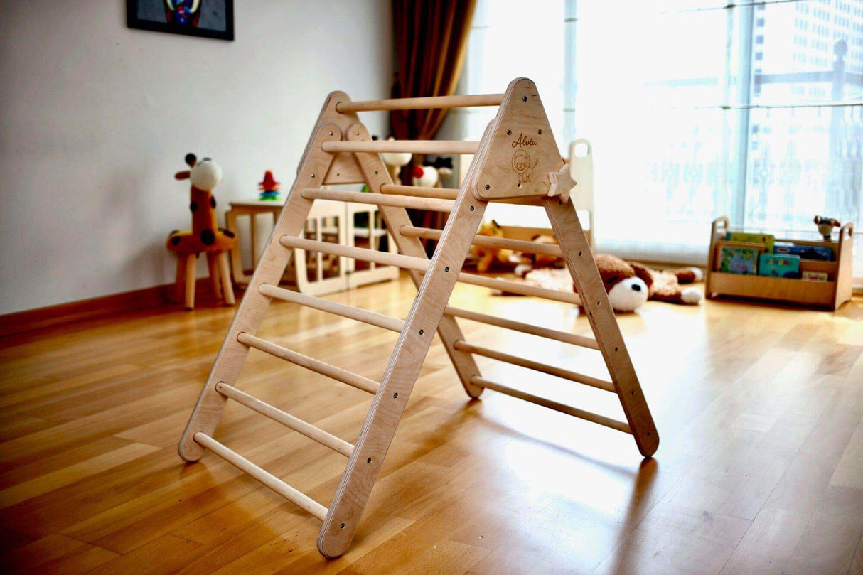 Foldable Climbing Triangle with 2 Ramps | Pikler Triangle for Kids-3