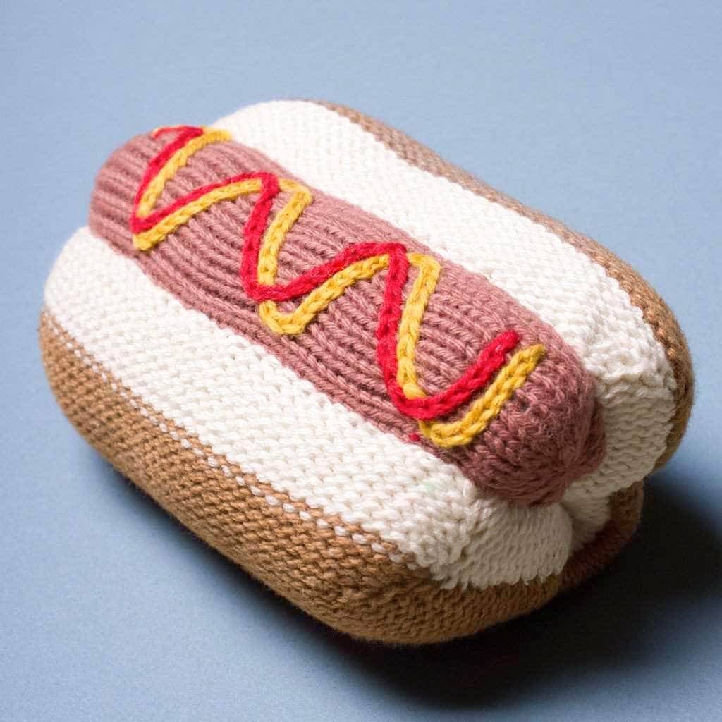 Organic Baby Gift Set - New York Onesie & Hot dog Rattle Toy by Estella