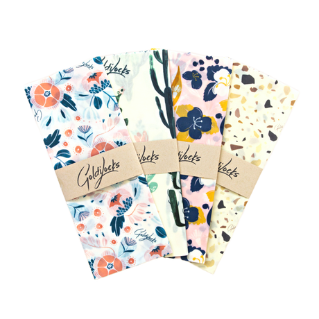 Beeswax Food Wraps: Extra Large (14"x 18") Set of 4 - Sumiye Co