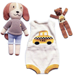 Organic Baby Gift Set-Knitted Taxi Newborn Romper, Taxi Dog, Taxi Bear - Sumiye Co
