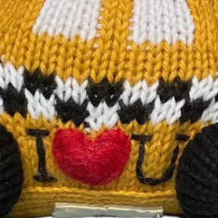 Knit Baby Rattle Taxi with Heart - Sumiye Co