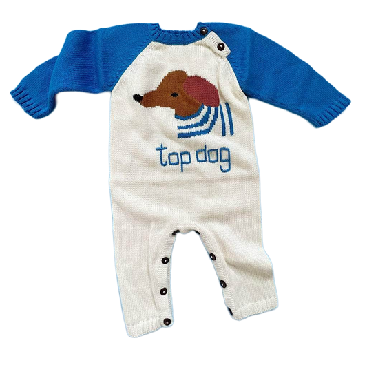 Knit Baby Romper-Top Dog by Estella