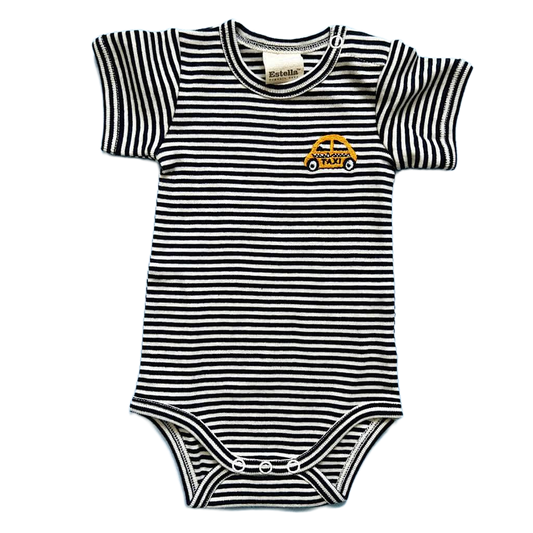 Taxi Embroidery Organic Cotton Baby Bodysuit by Estella