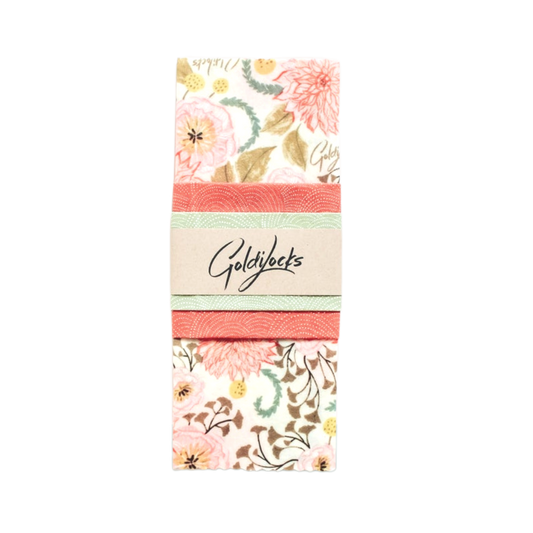 Beeswax Food Wraps: Pink Floral Set of 3 by Goldilocks Goods