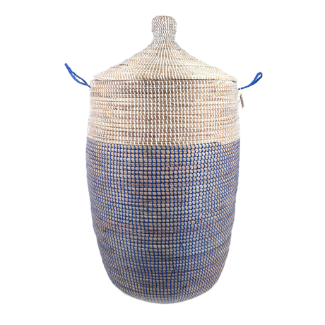 Large Two-Tone Basket 30" x 16.5" - Navy + White - Sumiye Co