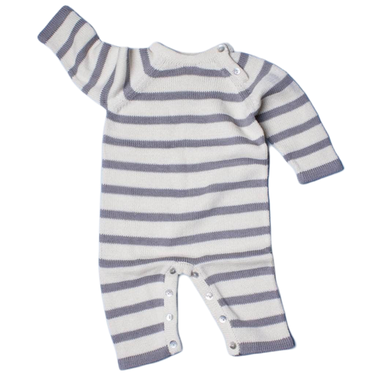 Organic Baby Romper, Long Knit - Stripe by Estella