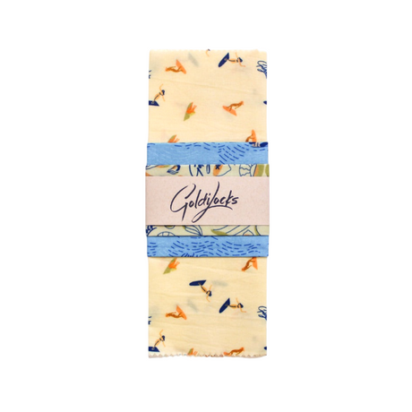 Beeswax Food Wraps: Surfer Girls Set of 3 - Sumiye Co