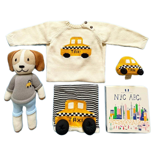 Knit Taxi Baby Romper and Taxi Toys Baby Gift Set by Estella
