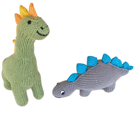Dinosaur Baby Gift Set - Organic Newborn Toy Rattles | Stegosaurus & Brachiosaurus - Sumiye Co