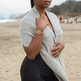 Chunky Gray Knit Alpaca Scarf by SLATE + SALT - Sumiye Co