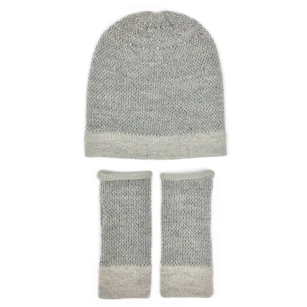 Gray Interwoven Alpaca Beanie by SLATE + SALT - Sumiye Co