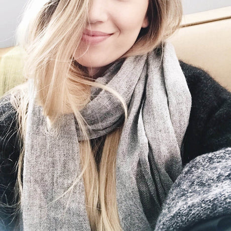Heathered Gray Handloom Cashmere Scarf by SLATE + SALT - Sumiye Co