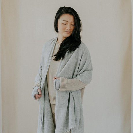 Heathered Gray Handloom Cashmere Scarf-3