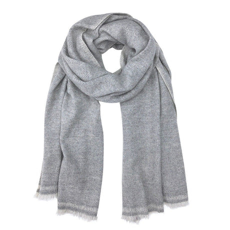 Gray Herringbone Cashmere Scarf by SLATE + SALT - Sumiye Co