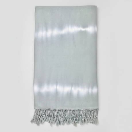 Silver scarf with fringes on a white background