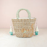 Handbags - Mini Tote Bag with Embroidered Cat - Straw Tote | LIKHA - LIKHÂ