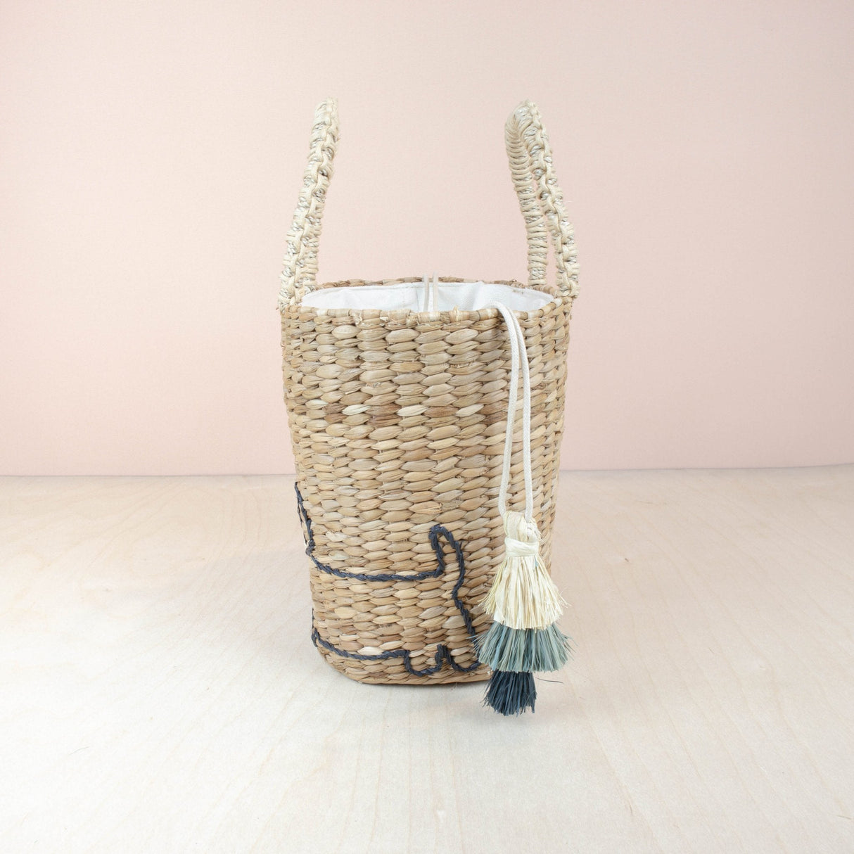 Handbags - Mini Woven Tote Bag with Embroidered Dachshund - Straw Tote | LIKHA - LIKHÂ