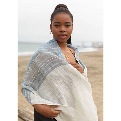 Linen Cotton Blend Wrap Scarf by SLATE + SALT - Sumiye Co