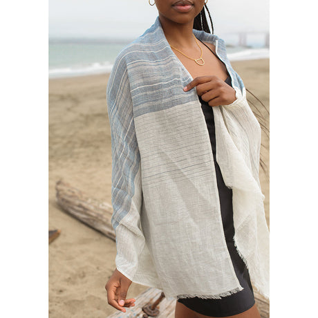 Linen Cotton Blend Wrap Scarf by SLATE + SALT - Sumiye Co