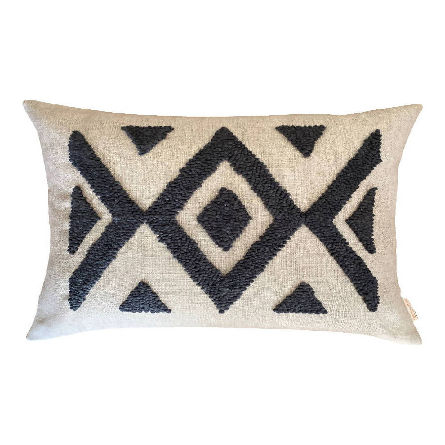 Punch Needle Ndebele Throw Pillow Cover - Pattern 2