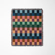 Multicolored checkered blanket on a white background