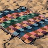 Vibrant Gingham Cotton Woven Throw Blanket