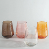 Hammered Glass Stemless Tumblers - Set of 4