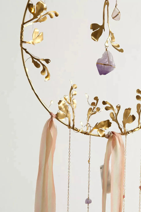 Illuminated Floral Healing Crystal Dreamcatcher - Sumiye Co