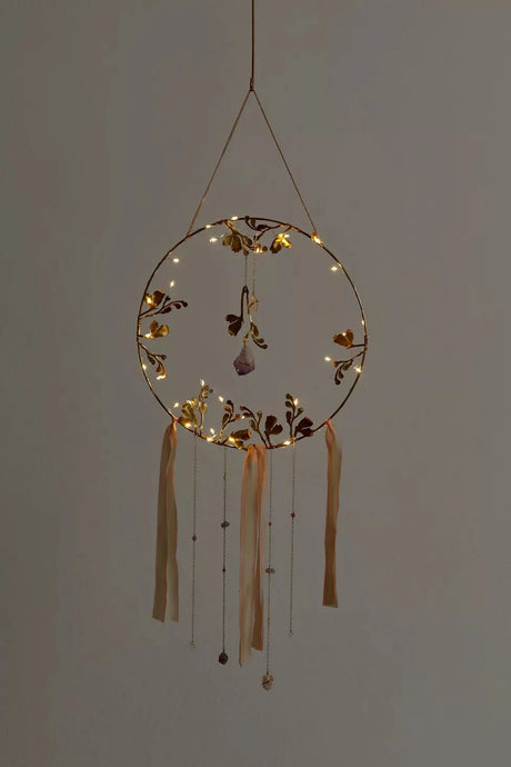 Illuminated Floral Healing Crystal Dreamcatcher - Sumiye Co