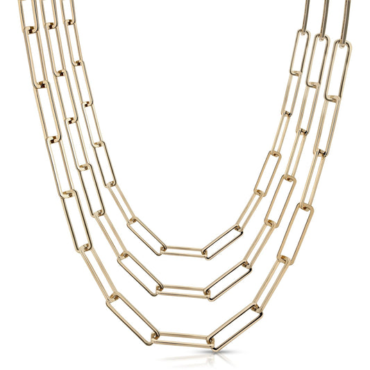 5mm Triple Large Rectangle Link Chain Necklace