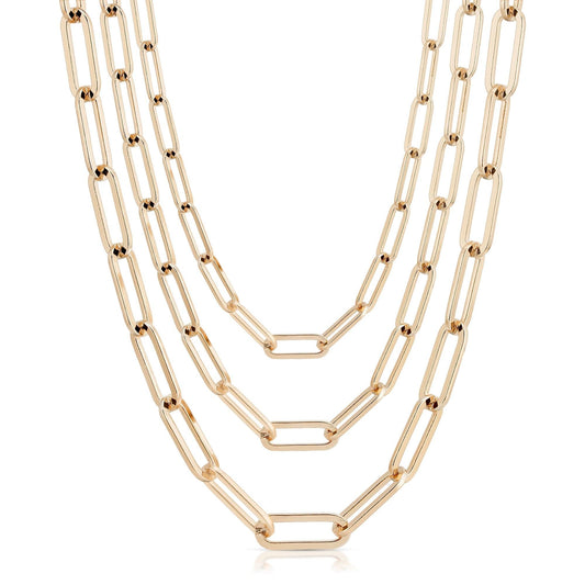 6.5mm Triple Large Elongated Link Chain Necklace