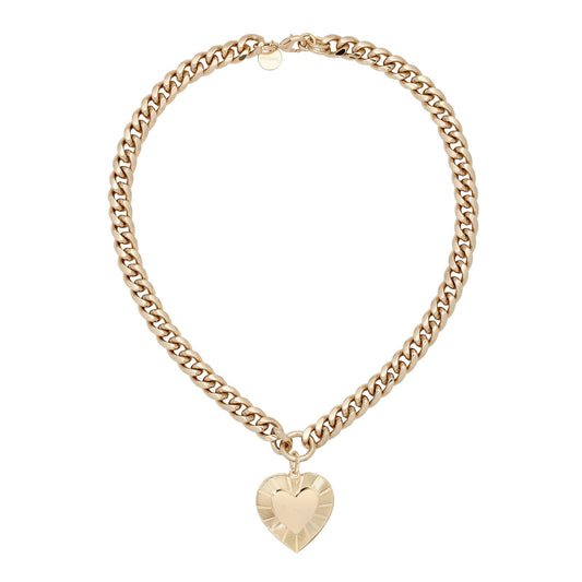 Curb Chain & Heart Pendant Necklace