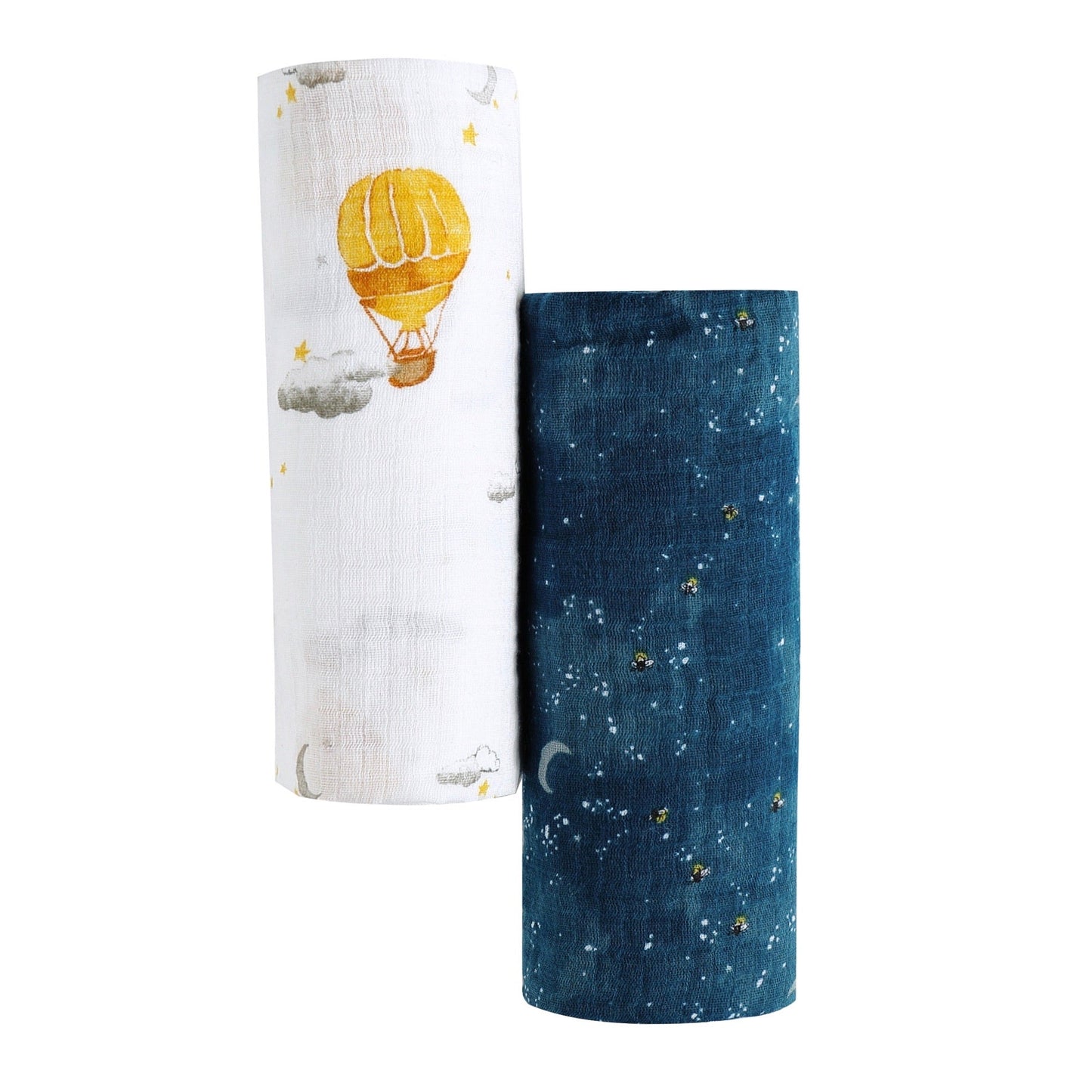 ORGANIC SWADDLE SET - FLY ME TO THE MOON (Starry Night + Hot Air Balloon)-7