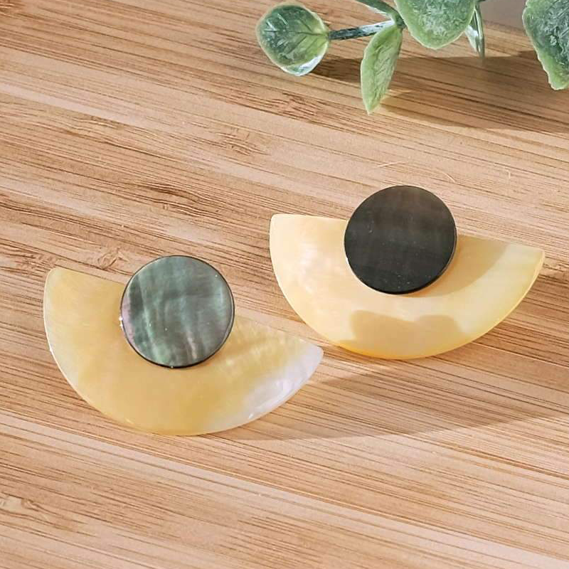 3-in-1 Halfmoon Mother of Pearl Earrings - Sumiye Co