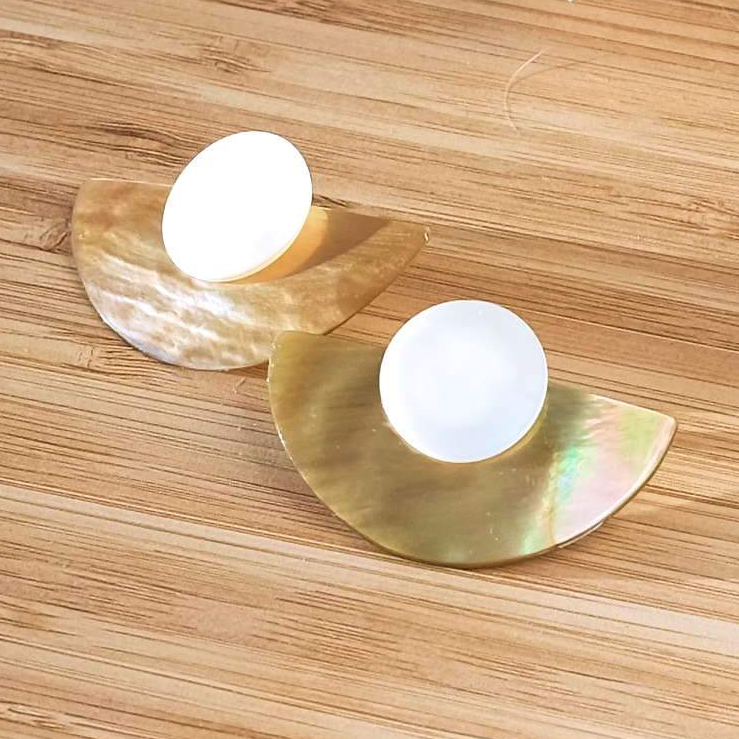 3-in-1 Halfmoon Mother of Pearl Earrings - Sumiye Co